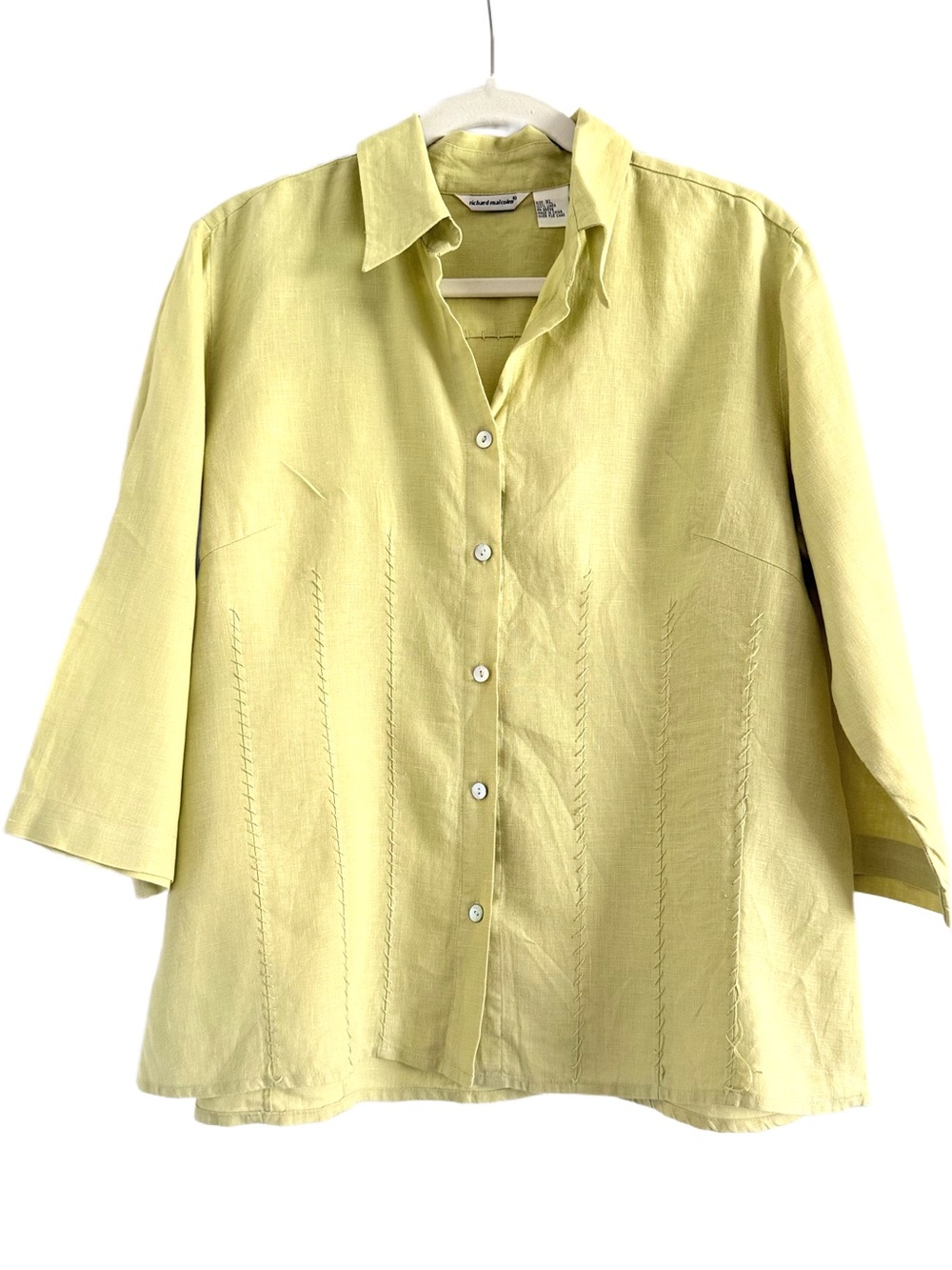 Richard Malcolm Irish Linen Light Lime Button-Front Shirt XL